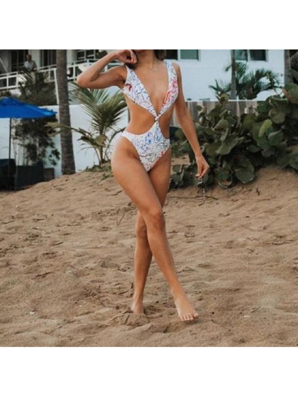 LA GOTA NWT monokini Colorful Abstract Print Cut-Out One-Piece Swimsuit